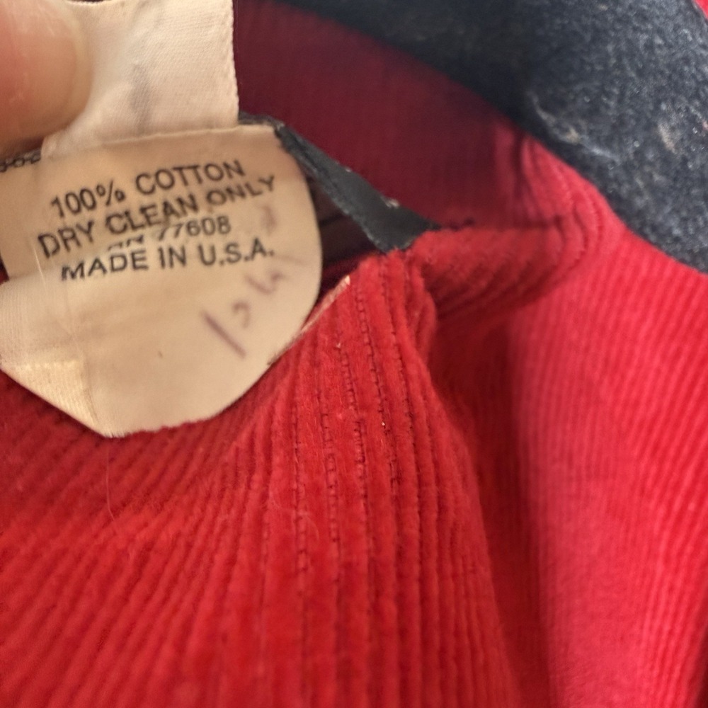 J. Peterman Co Red Corduroy Retro 40's Style Fit Flare Maxi Dress 14 - Picture 8 of 11